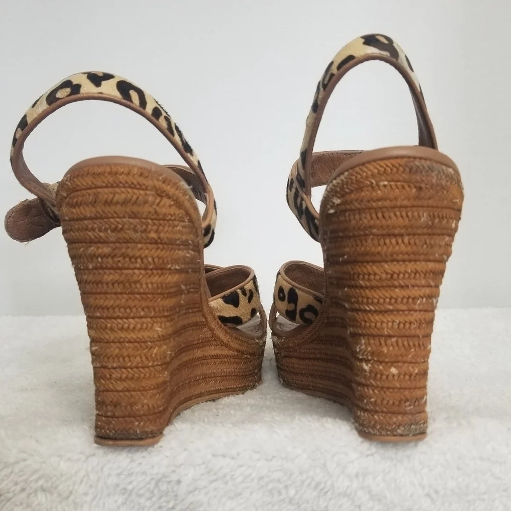 UGG Calf Hair Leopard/Cheetah Jazmine Sandal Wedge Espidrille Heels - Picture 6 of 11
